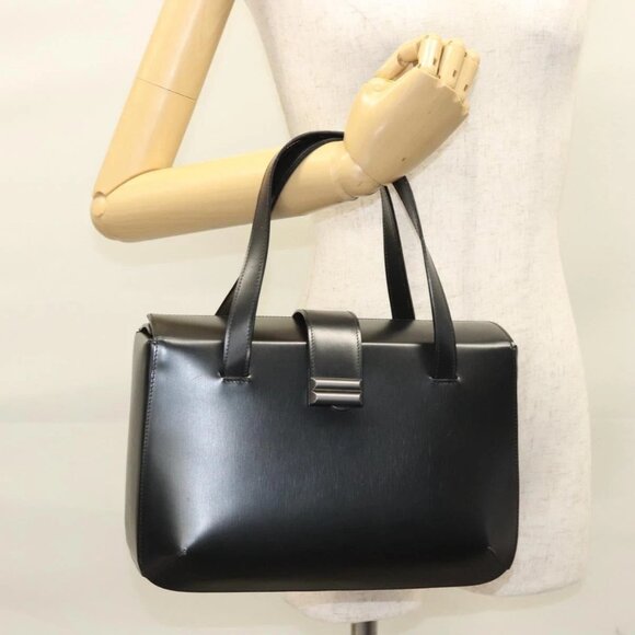BALLY Hand Bag Leather Black Auth BA1344 - Picture 3 of 16